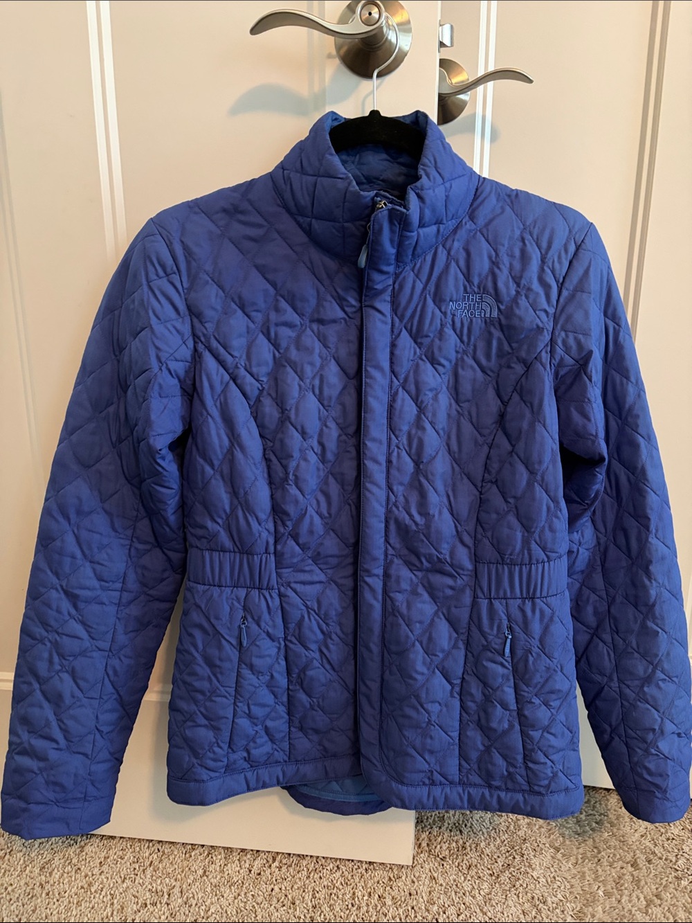 The North Face Women's Quilted Puffer Jacket in Purple/Blue